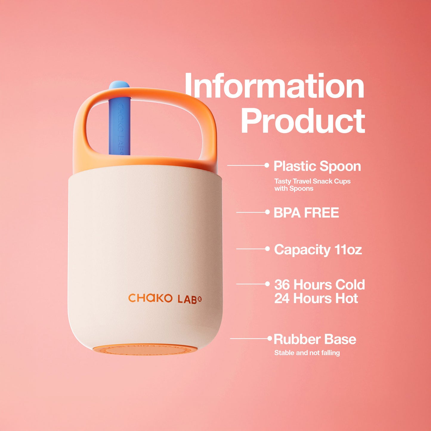 Chako Lab Baobao Food Cup Raspberry Oatmeal (Pink & Orange)