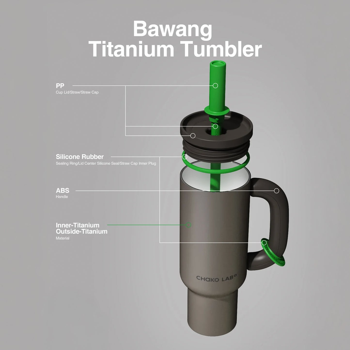 Chako Lab Bawang Tumbler Titanium (Matte Black)