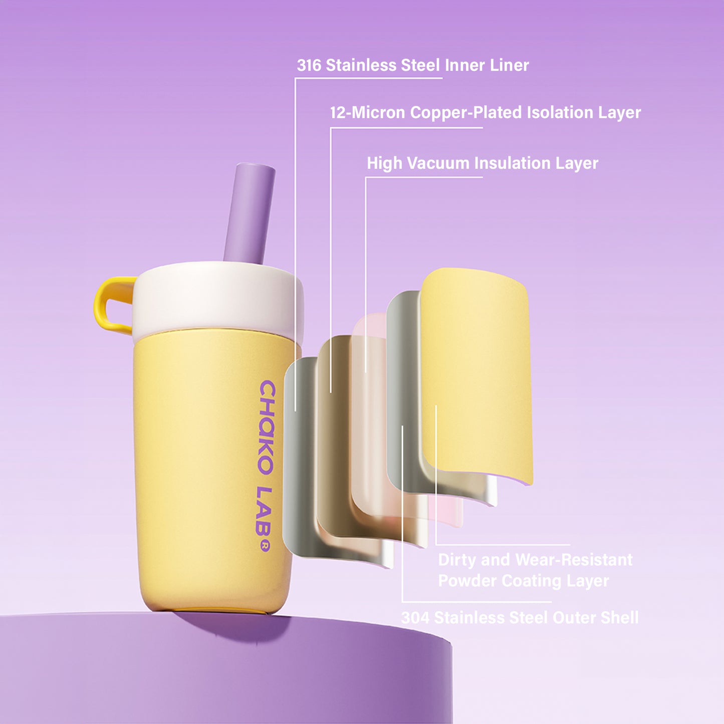 Chako Lab Split Cup 570ml (White)