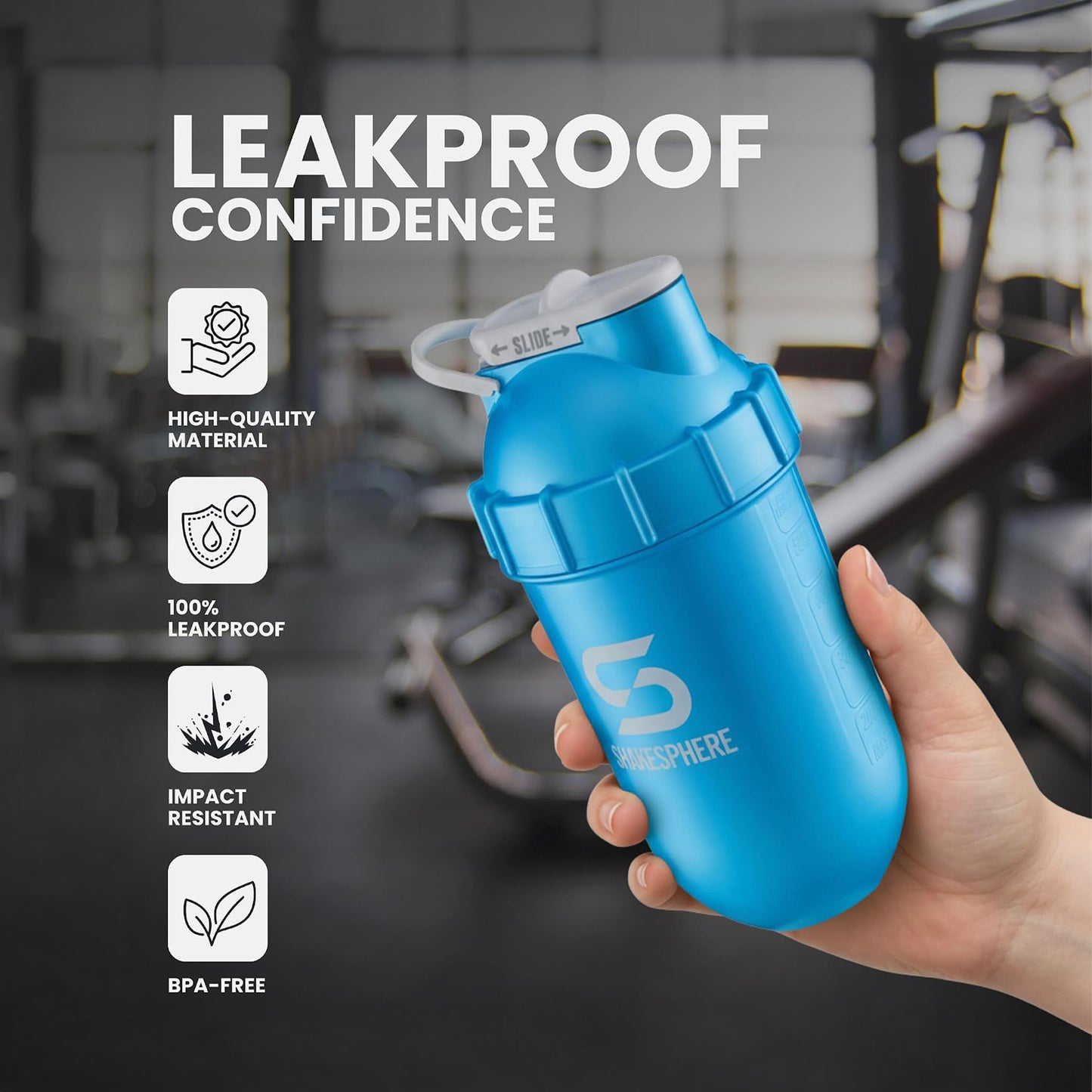 ShakeSphere Tumbler Original 700ml (أزرق سماوي معدني / شعار أبيض)