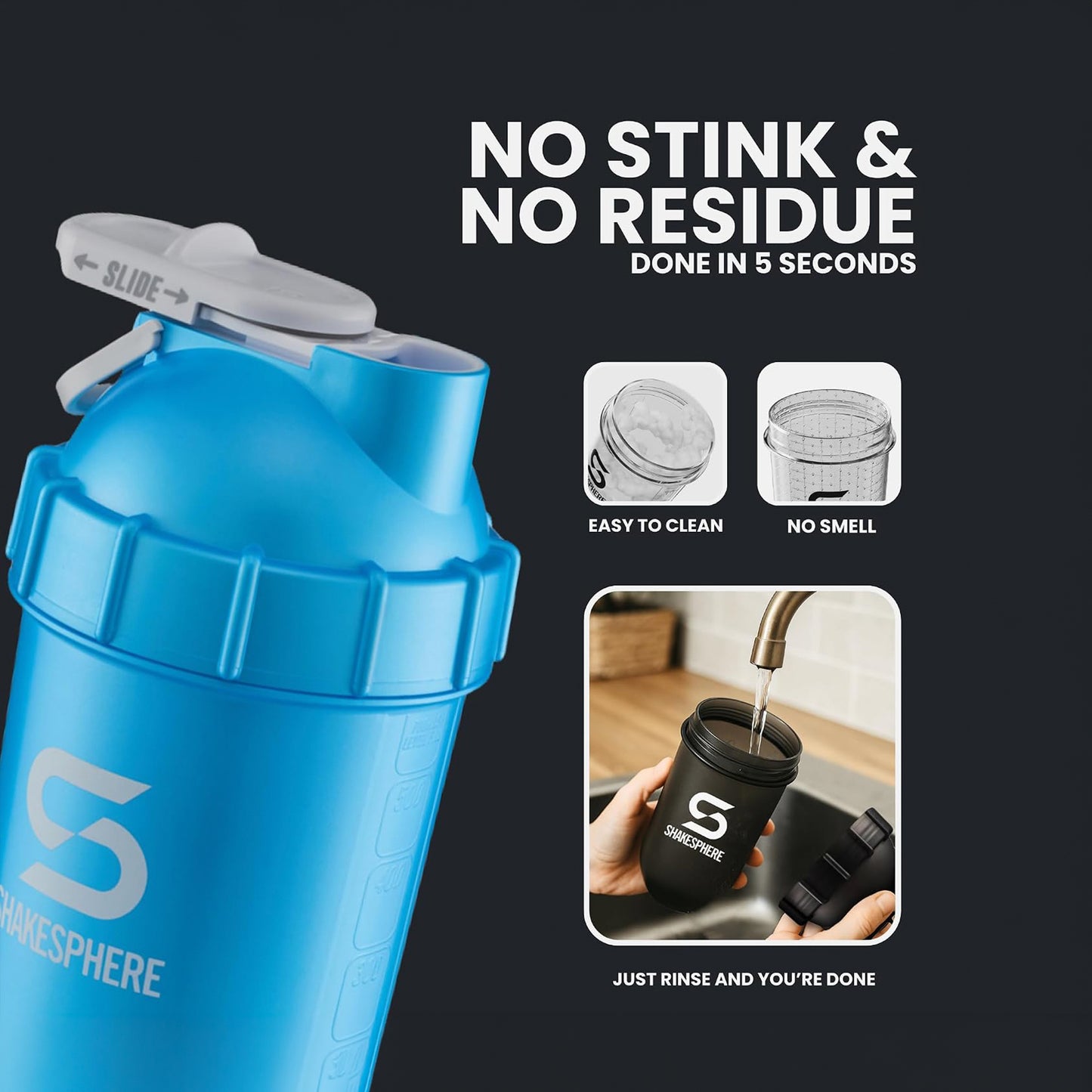 ShakeSphere Tumbler Original 700ml (أزرق سماوي معدني / شعار أبيض)