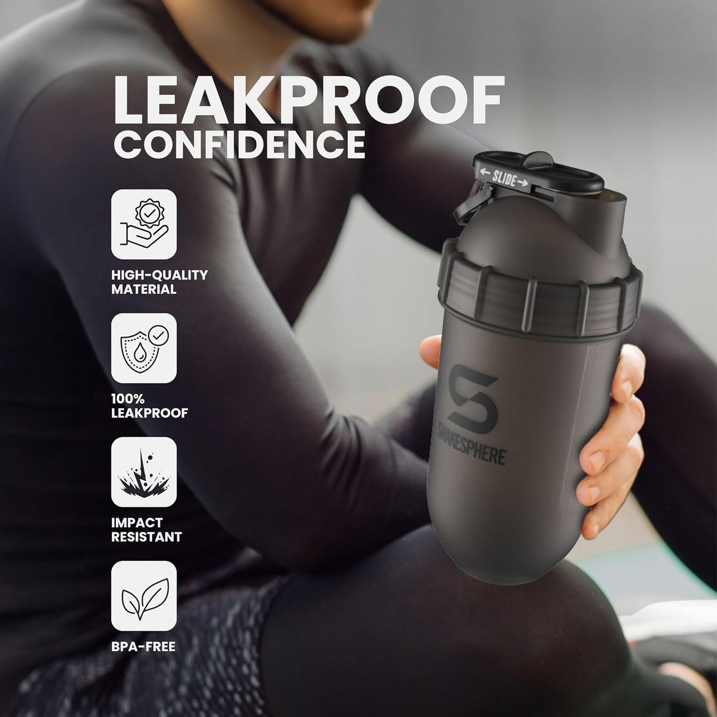ShakeSphere Tumbler Original 700ml (Frosted Black / Black Logo)