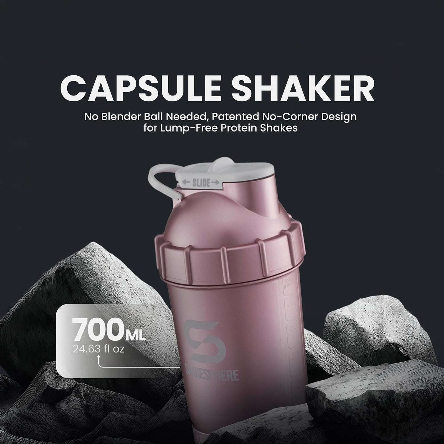 ShakeSphere Tumbler View 700ml (Rose Gold - Clear Window)