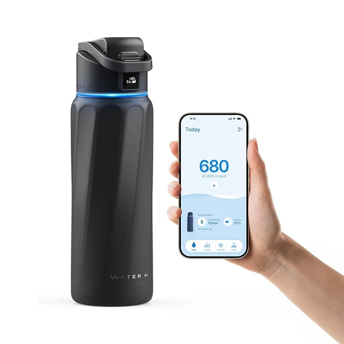 WaterH BOOST Smart Water Bottle (Black 24oz)