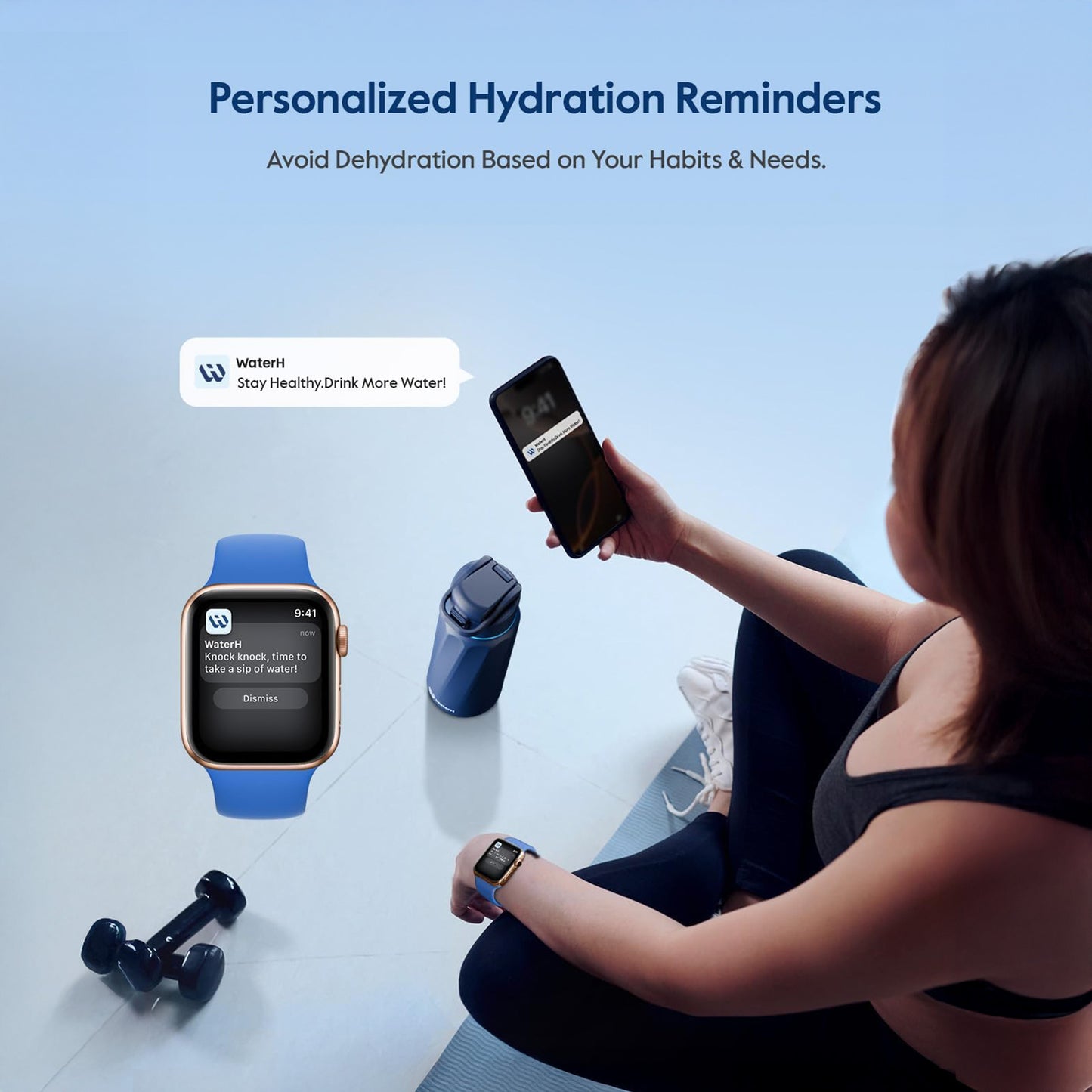 WaterH BOOST Smart Water Bottle (Blue 24oz)