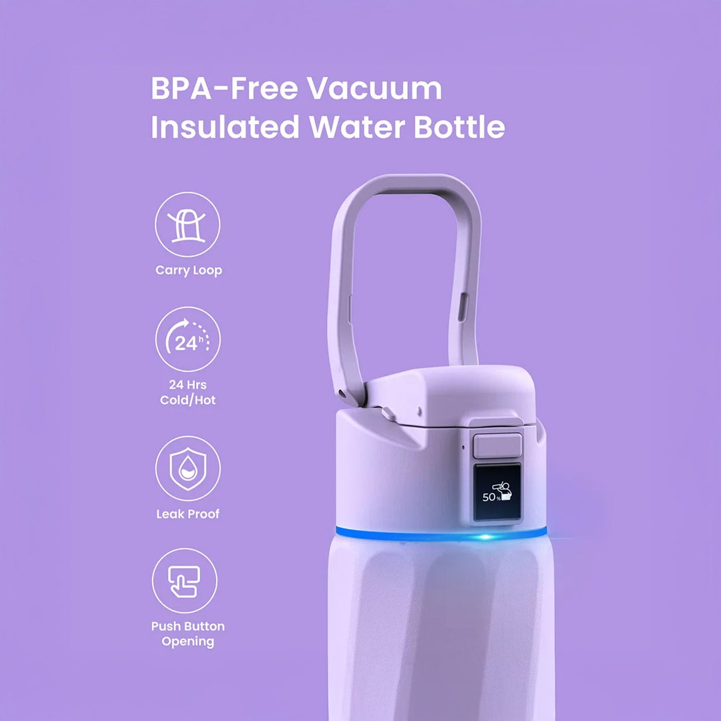 WaterH BOOST Smart Water Bottle (Purple 24oz)