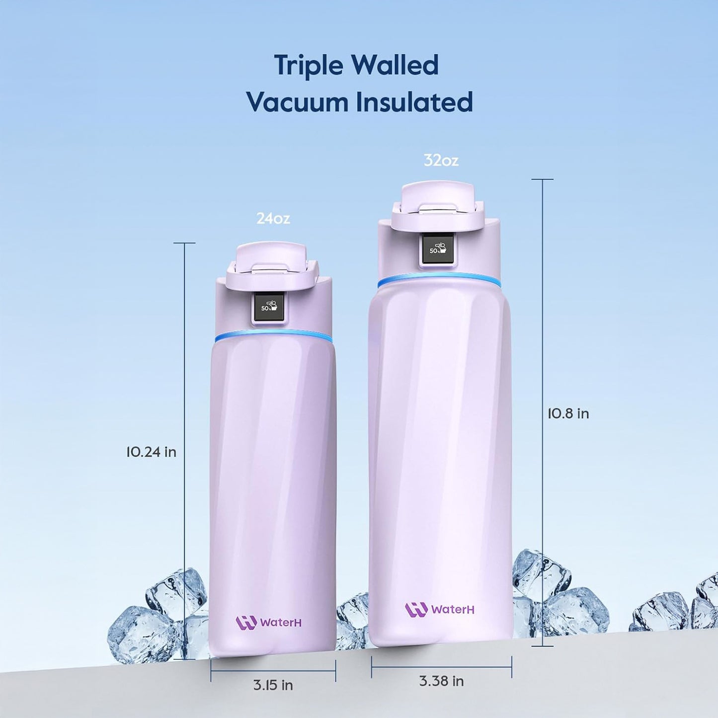 WaterH BOOST Smart Water Bottle (Purple 24oz)