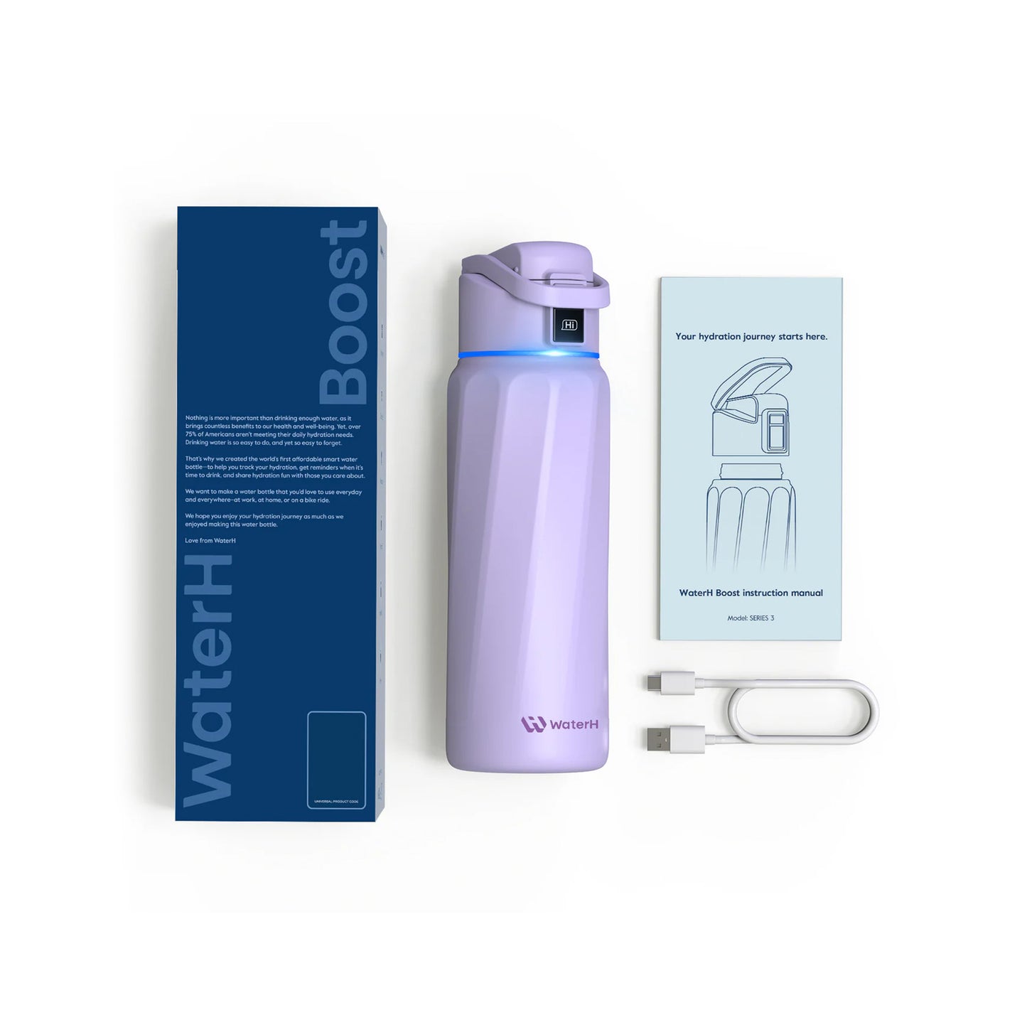 WaterH BOOST Smart Water Bottle (Purple 24oz)