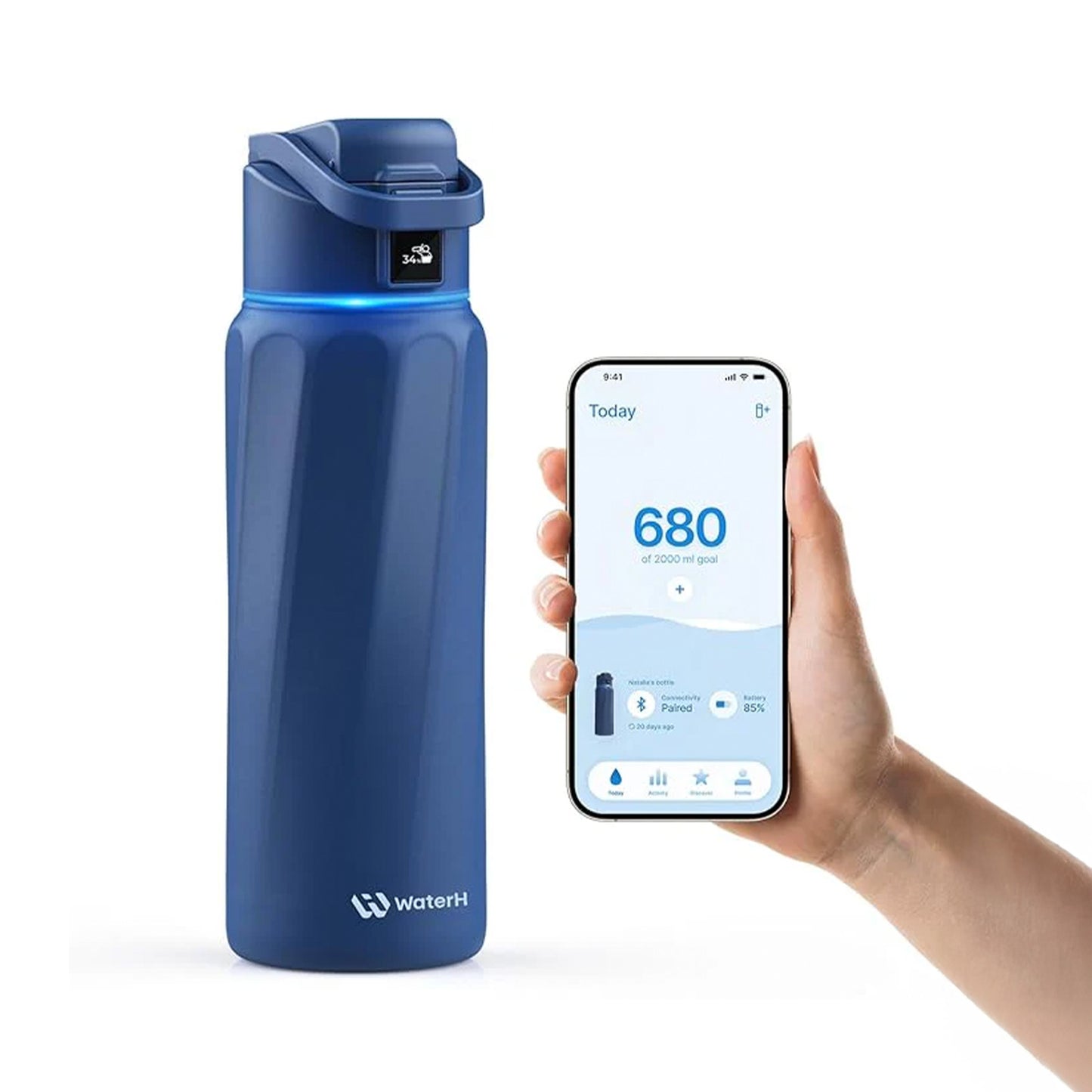 WaterH Smart Water Bottle (Blue 32oz)