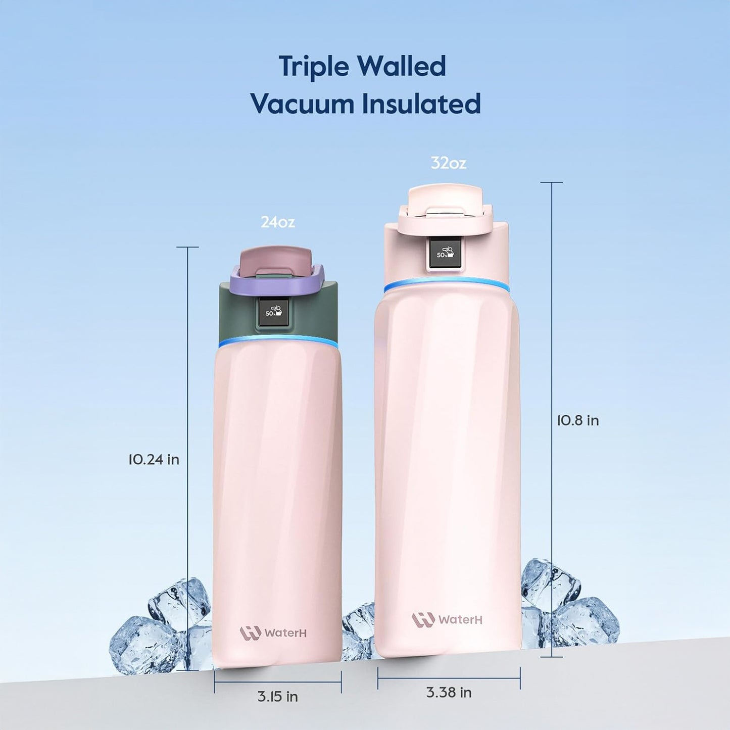 WaterH Smart Water Bottle (Pink 32oz)