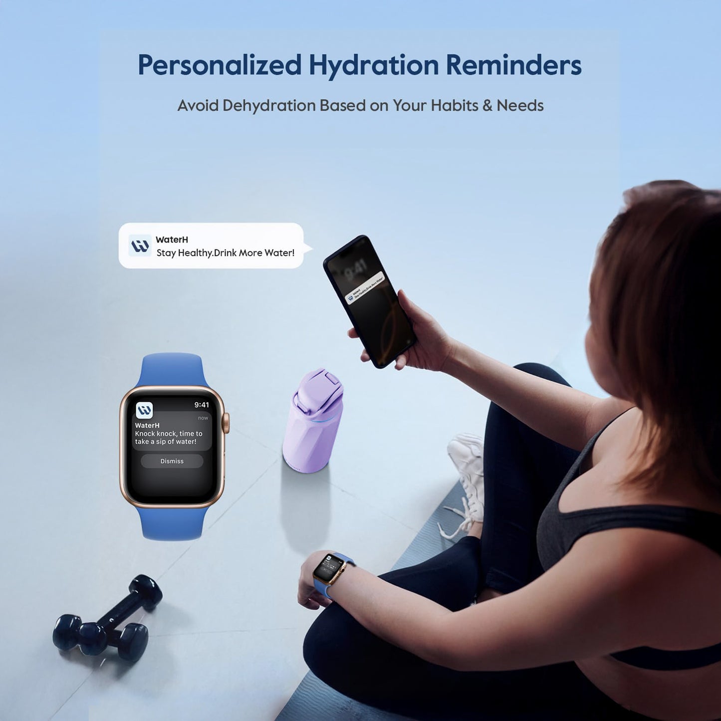 WaterH Smart Water Bottle (Purple 32oz)