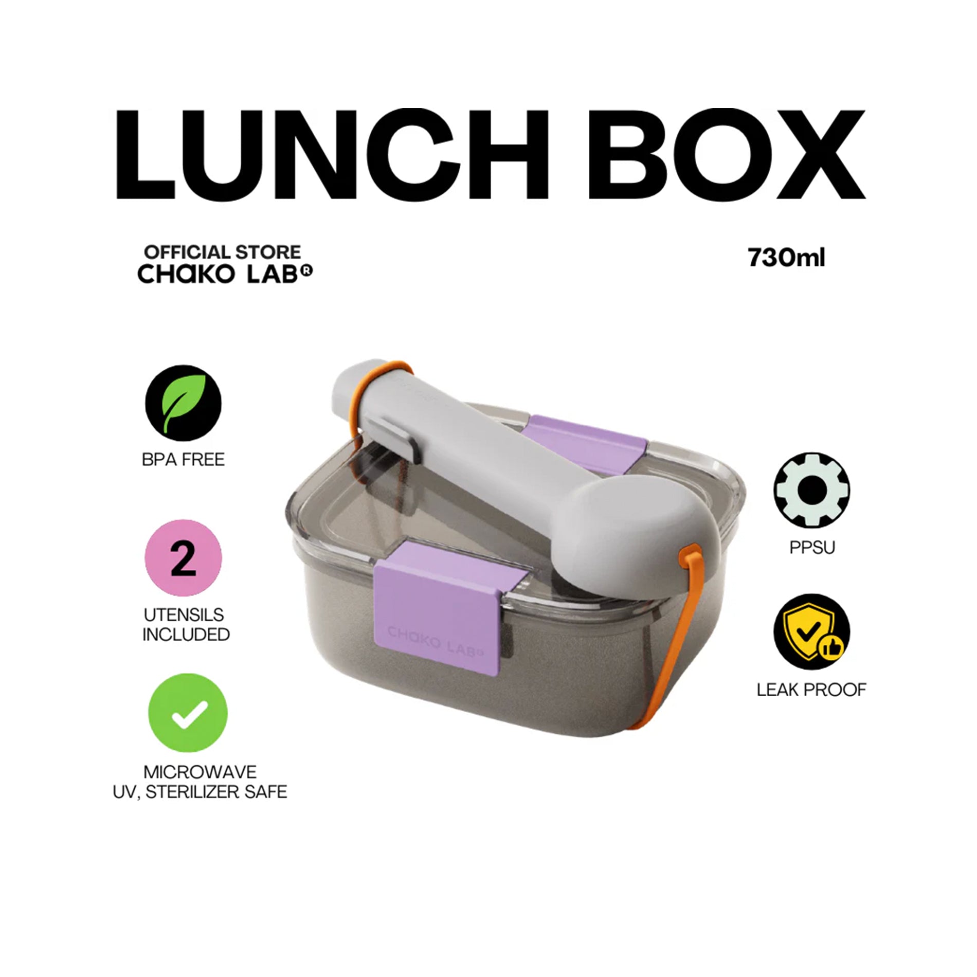 Chako Lab Lunch Box 730ml (Grey)