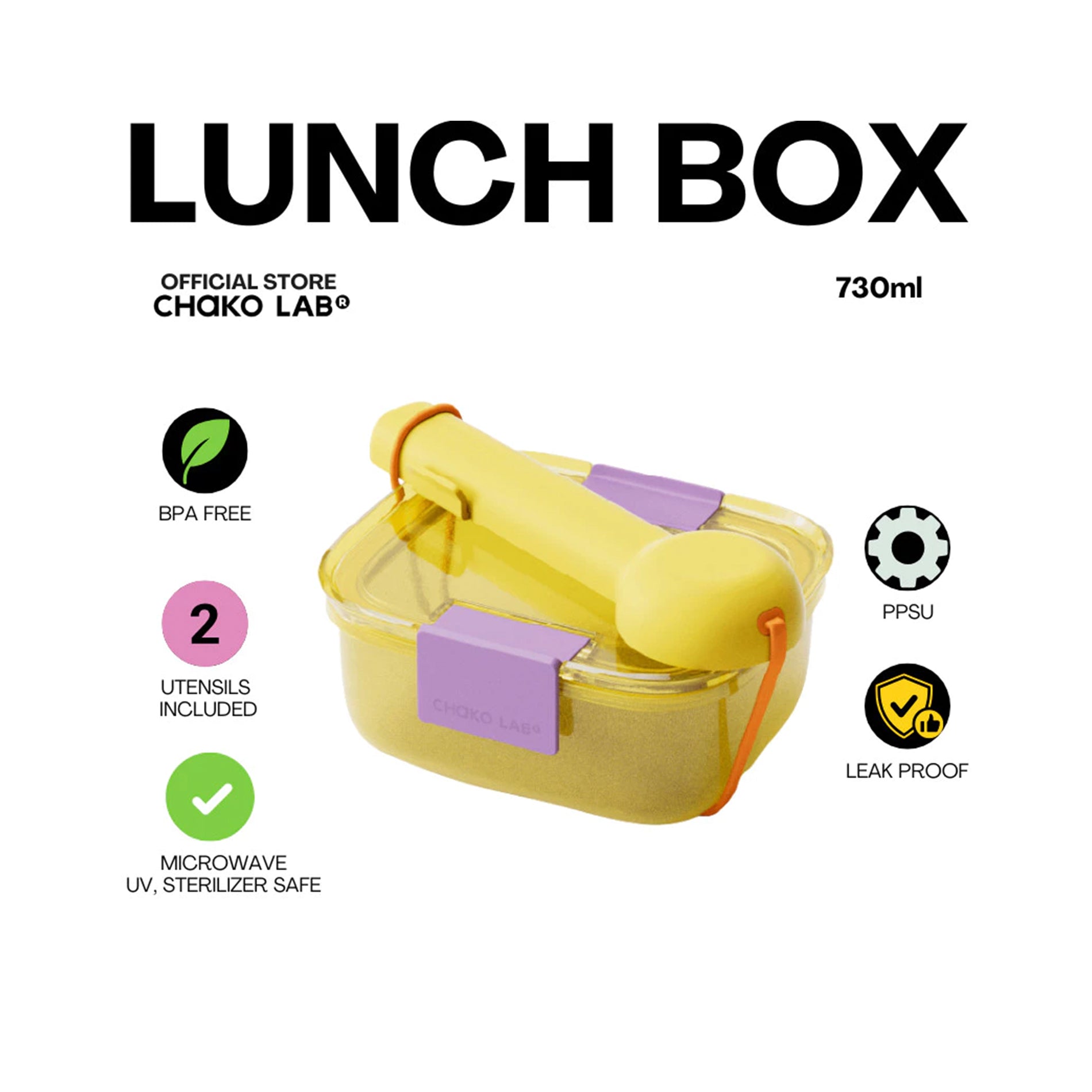 Chako Lab Lunch Box 730ml (Yellow)