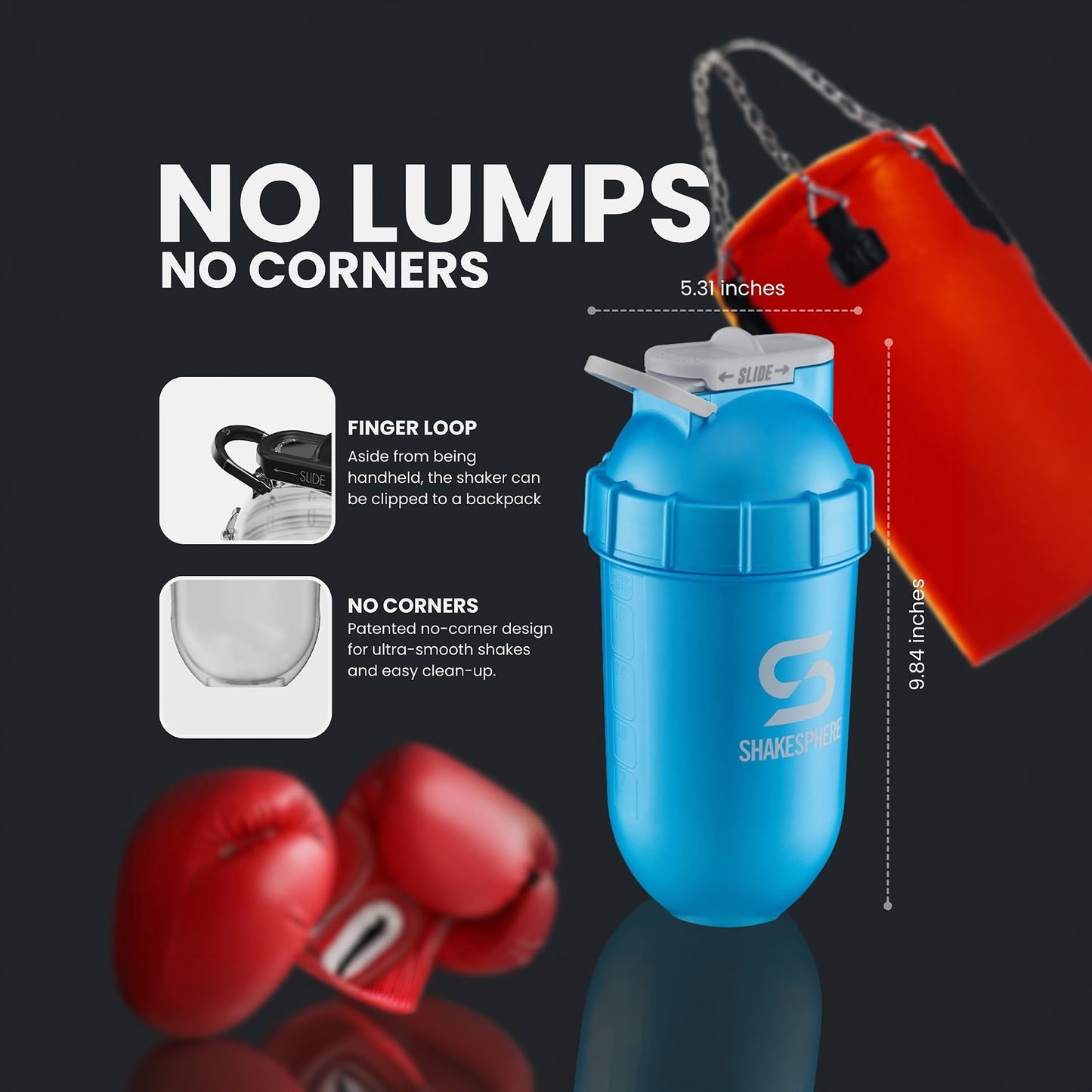 ShakeSphere Tumbler Original 700ml (أزرق سماوي معدني / شعار أبيض)