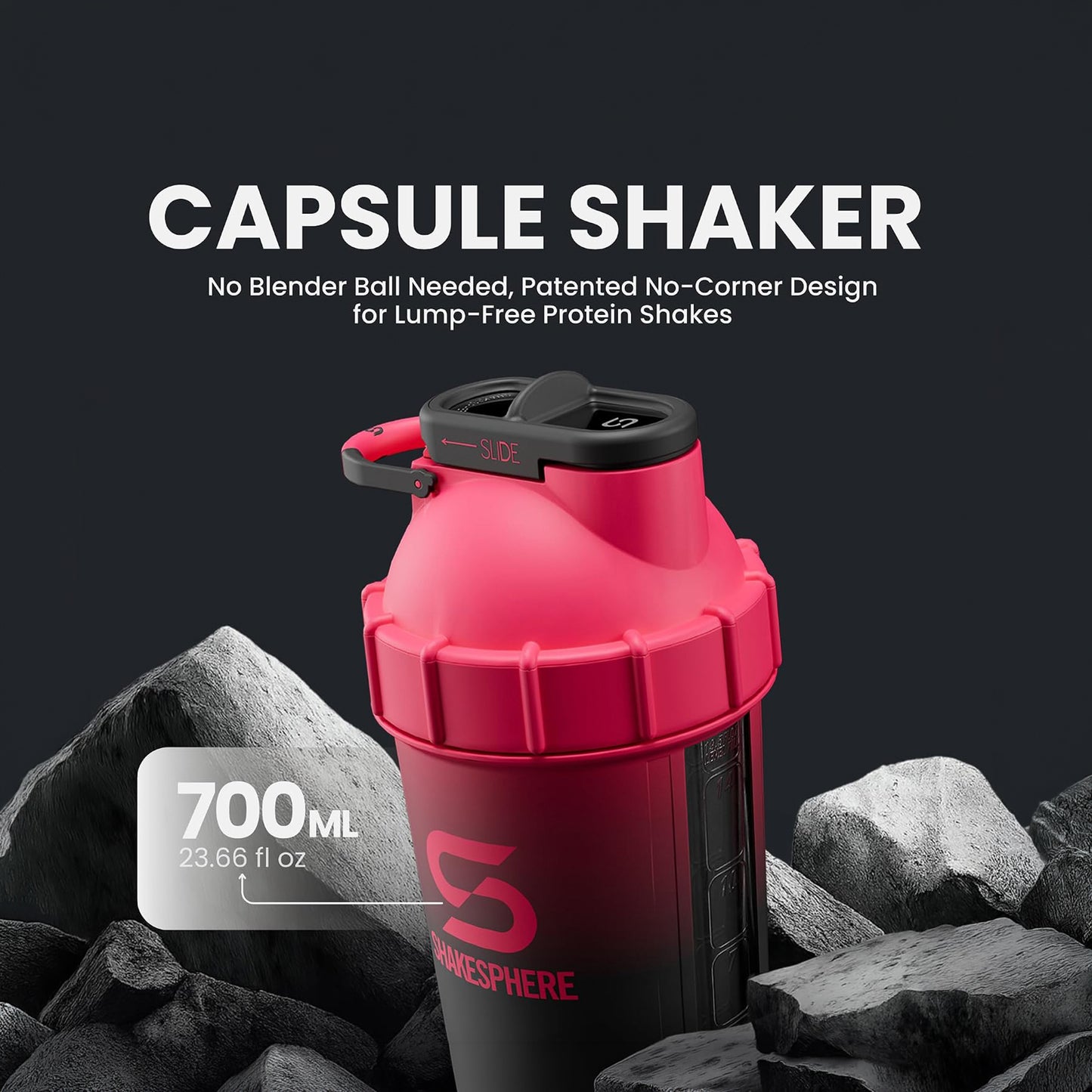 ShakeSphere Tumbler Cooler Shaker 700ml (Omber Green - Black Window)