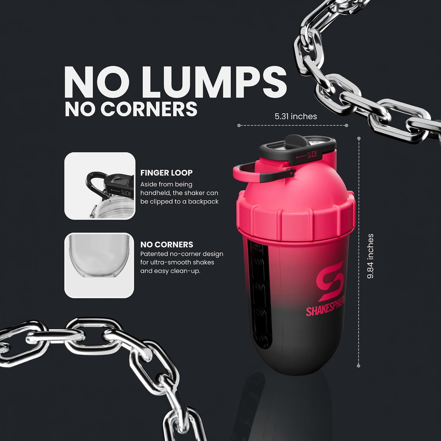 ShakeSphere Tumbler Cooler Shaker 700ml (Omber Red - Black Window)
