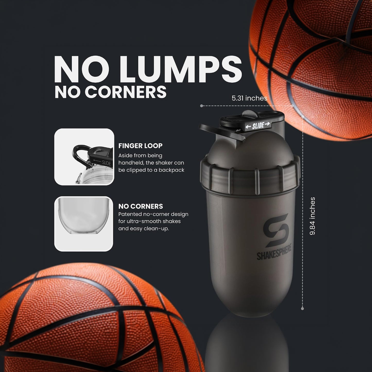 ShakeSphere Tumbler Original 700ml (Frosted Black / Black Logo)