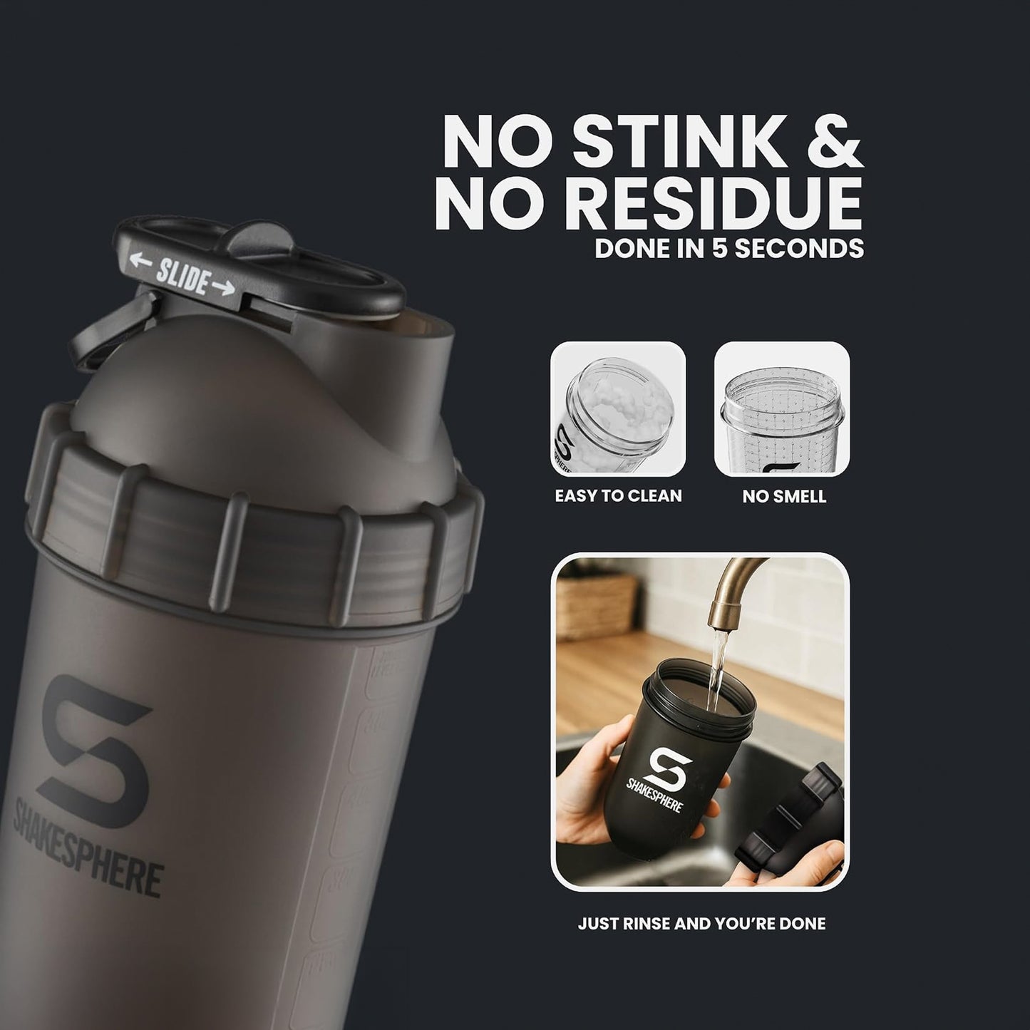 ShakeSphere Tumbler Original 700ml (Frosted Black / Black Logo)
