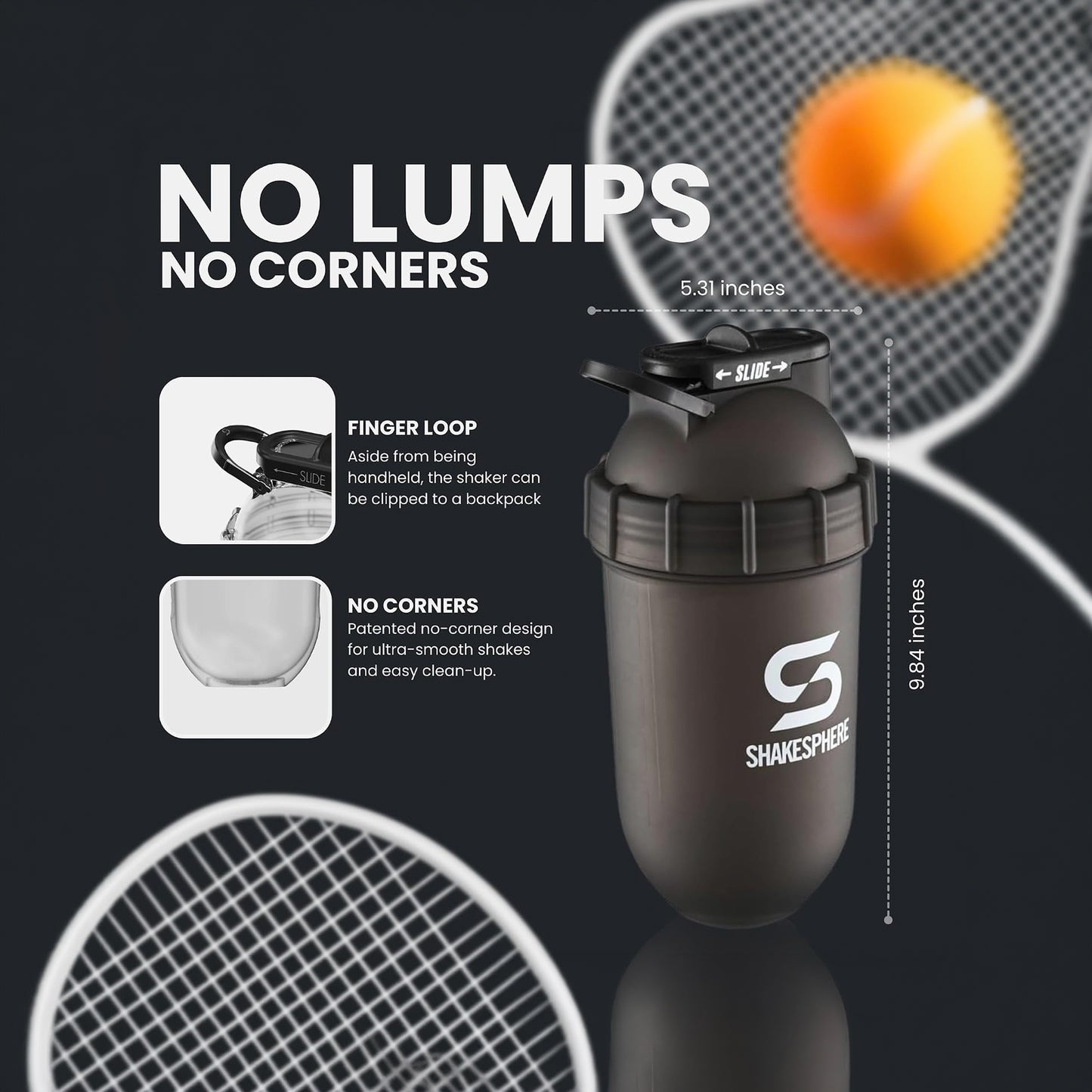 ShakeSphere Tumbler Original 700ml (Frosted Black / White Logo)