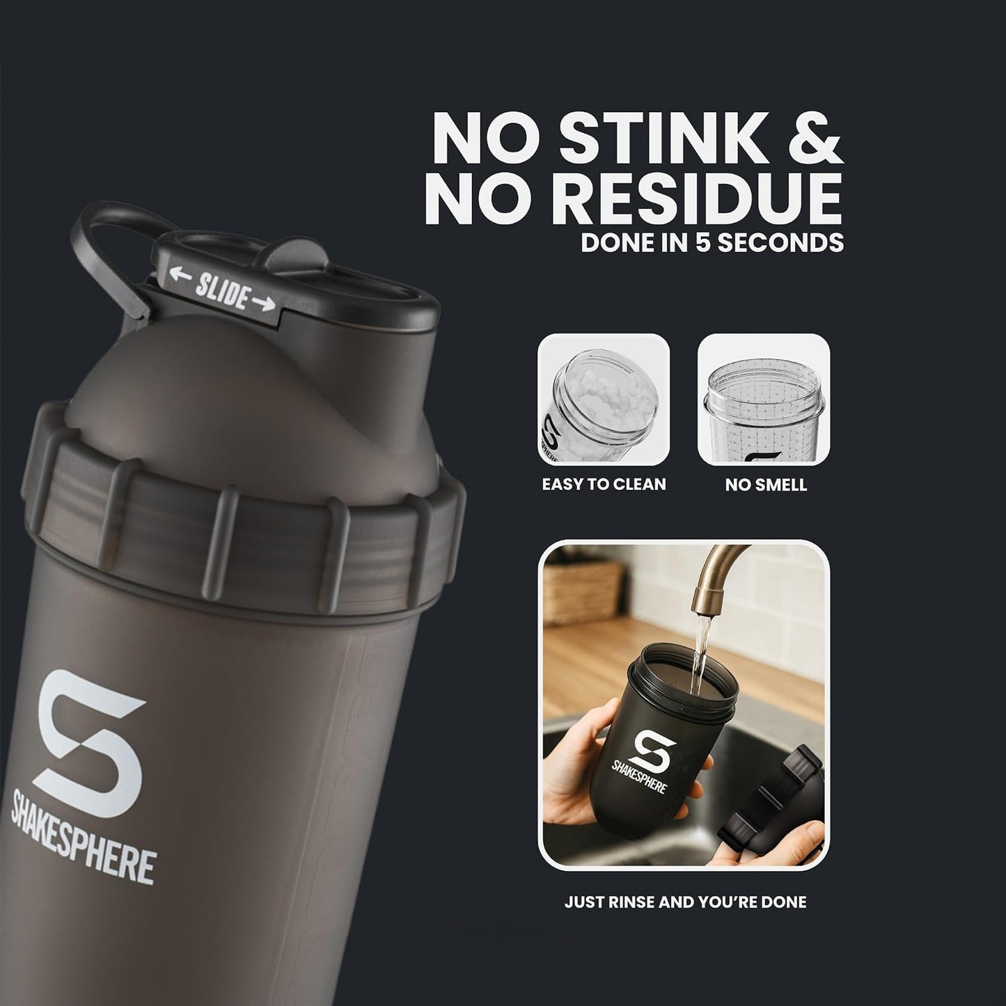 ShakeSphere Tumbler Original 700ml (Frosted Black / White Logo)