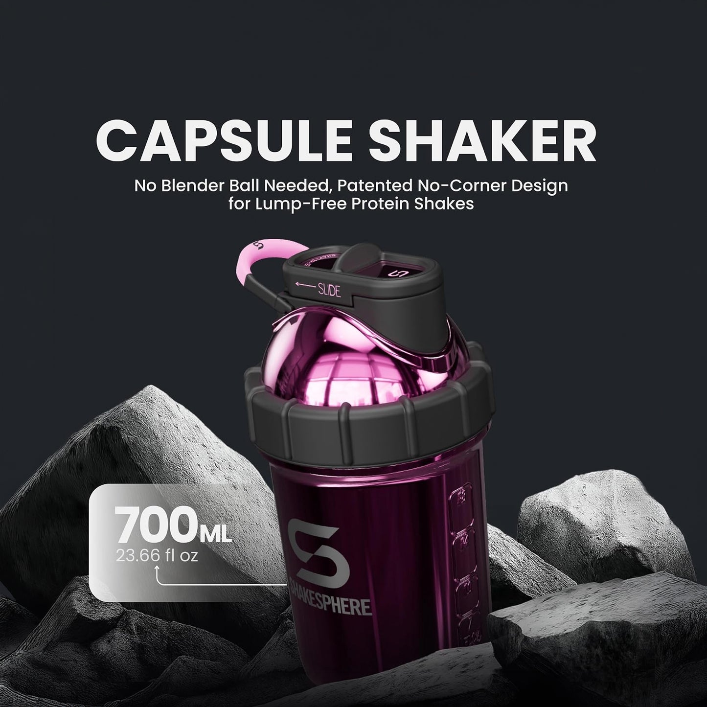 ShakeSphere Tumbler Steel 700ml (Matte Black)