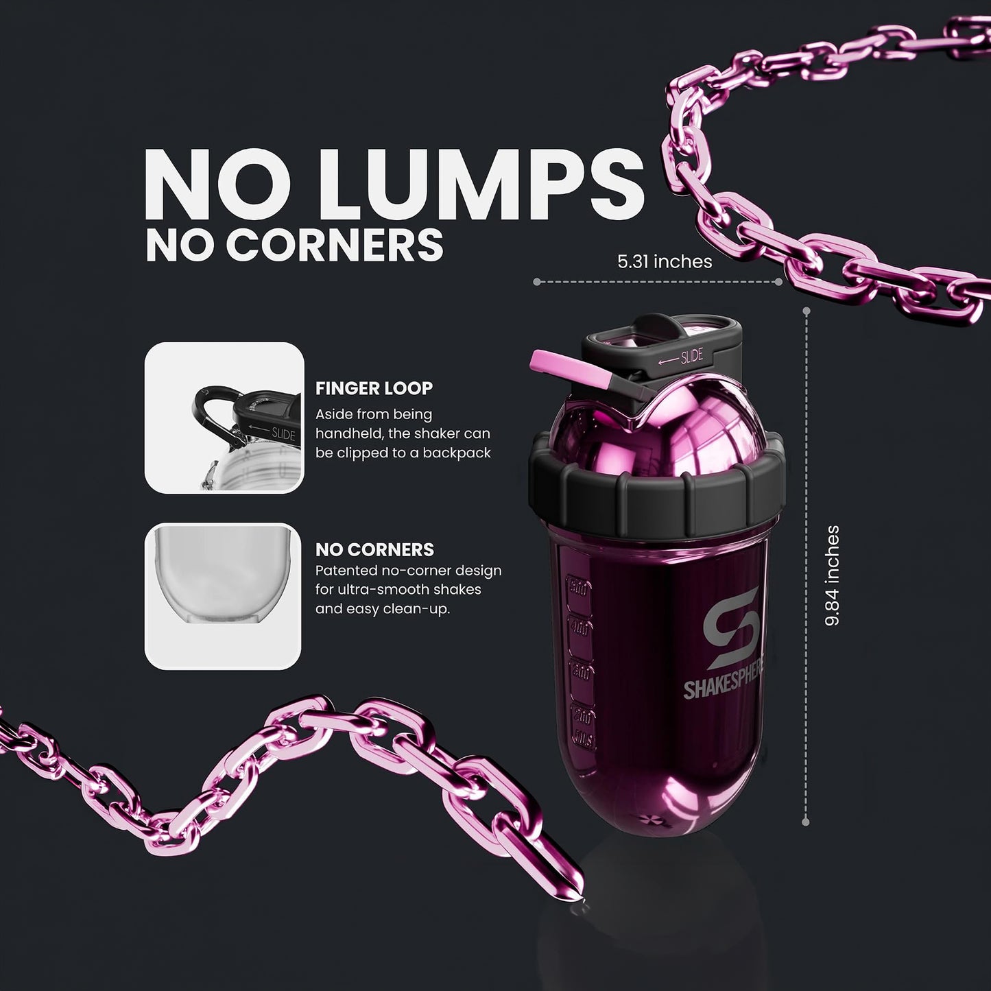 ShakeSphere Tumbler Steel 700ml (Matte Black)