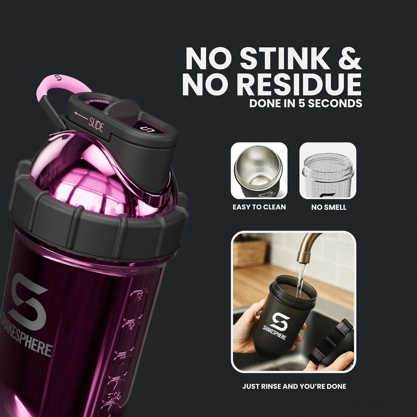 ShakeSphere Tumbler Steel 700ml (Matte Black)