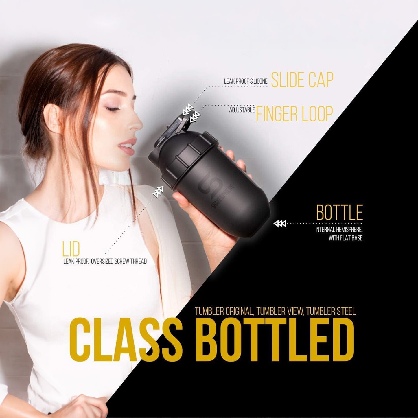 ShakeSphere Tumbler View 700ml (Pearl White  - Orange Window)