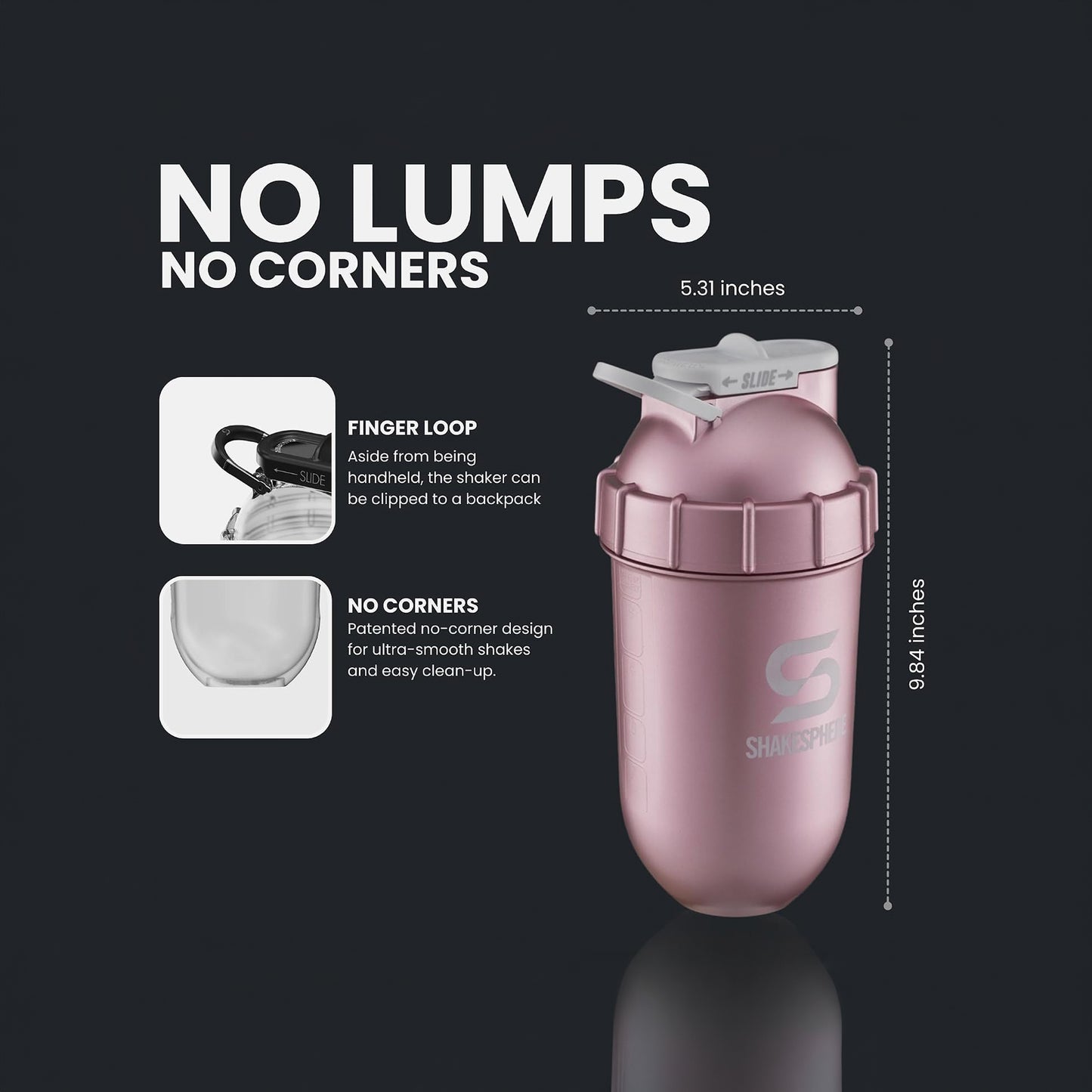 ShakeSphere Tumbler View 700ml (Rose Gold - Clear Window)