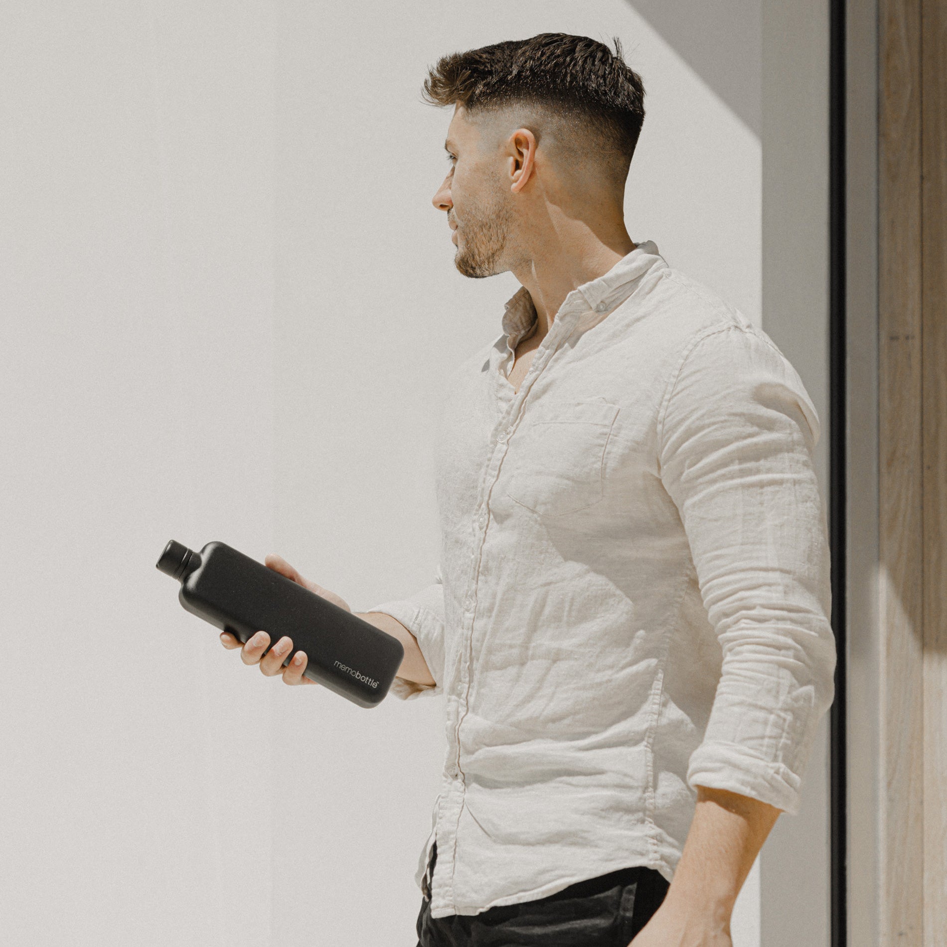 Slim Stainless Steel Memobottle Black