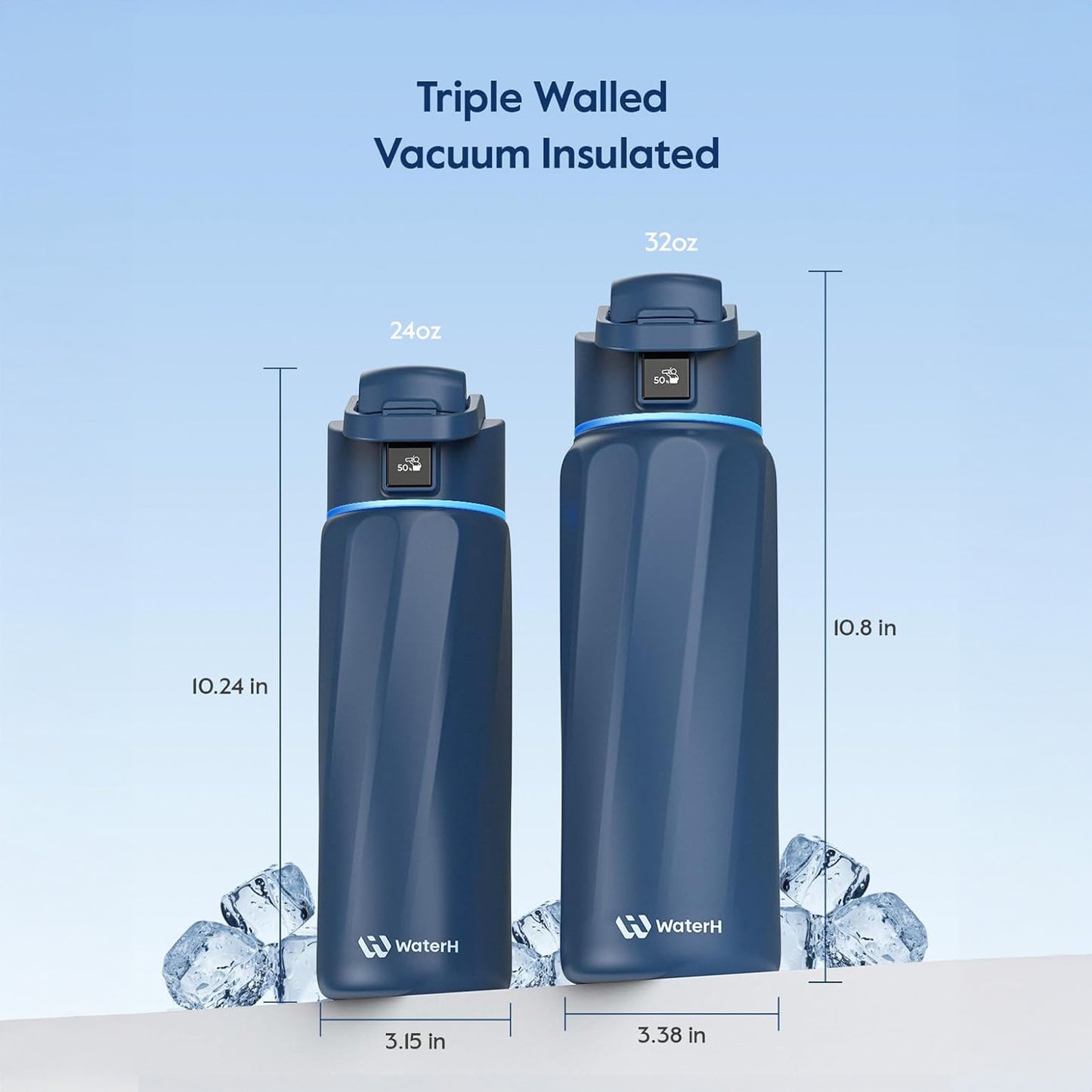 WaterH BOOST Smart Water Bottle (Blue 24oz)