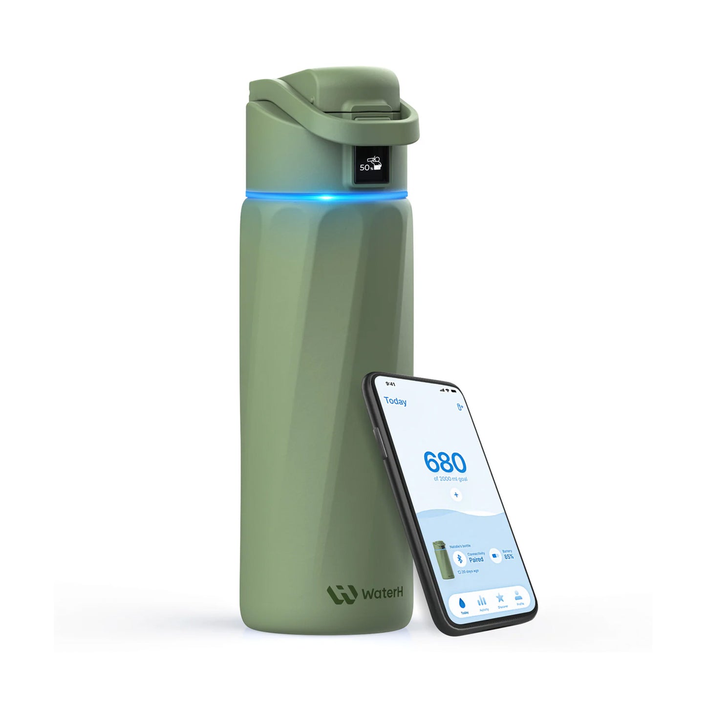 WaterH BOOST Smart Water Bottle (Green 24oz)
