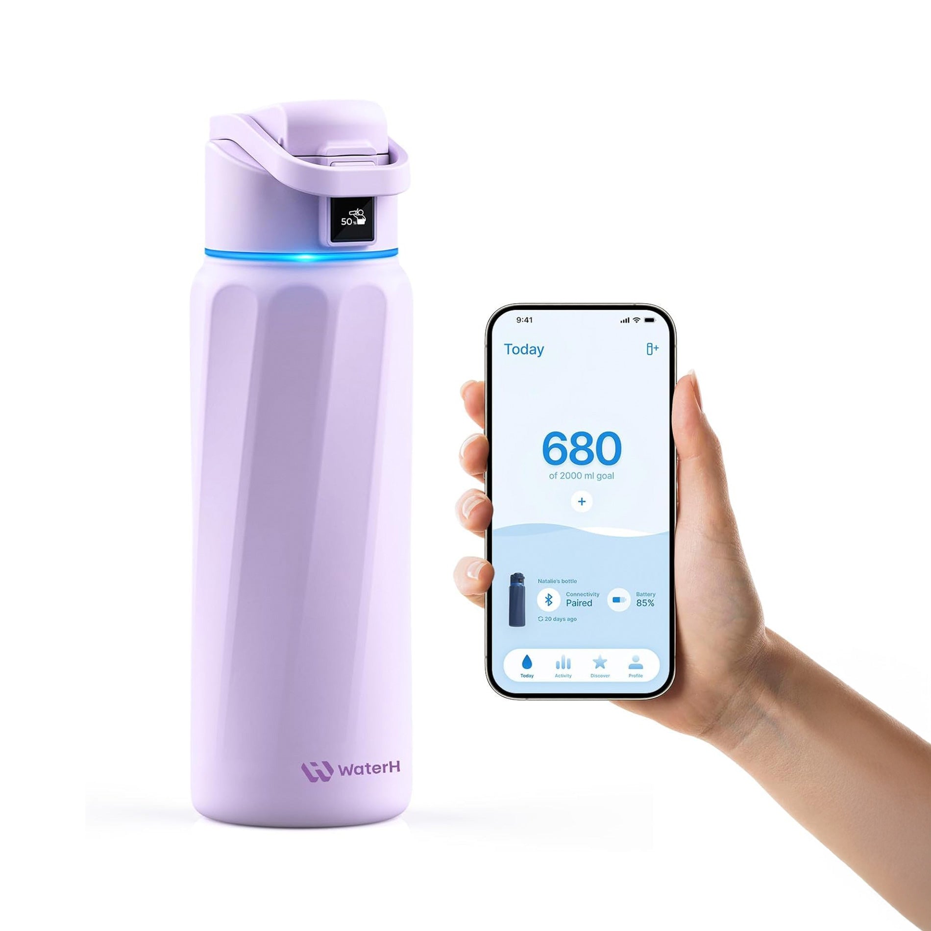 WaterH BOOST Smart Water Bottle (Purple 24oz)