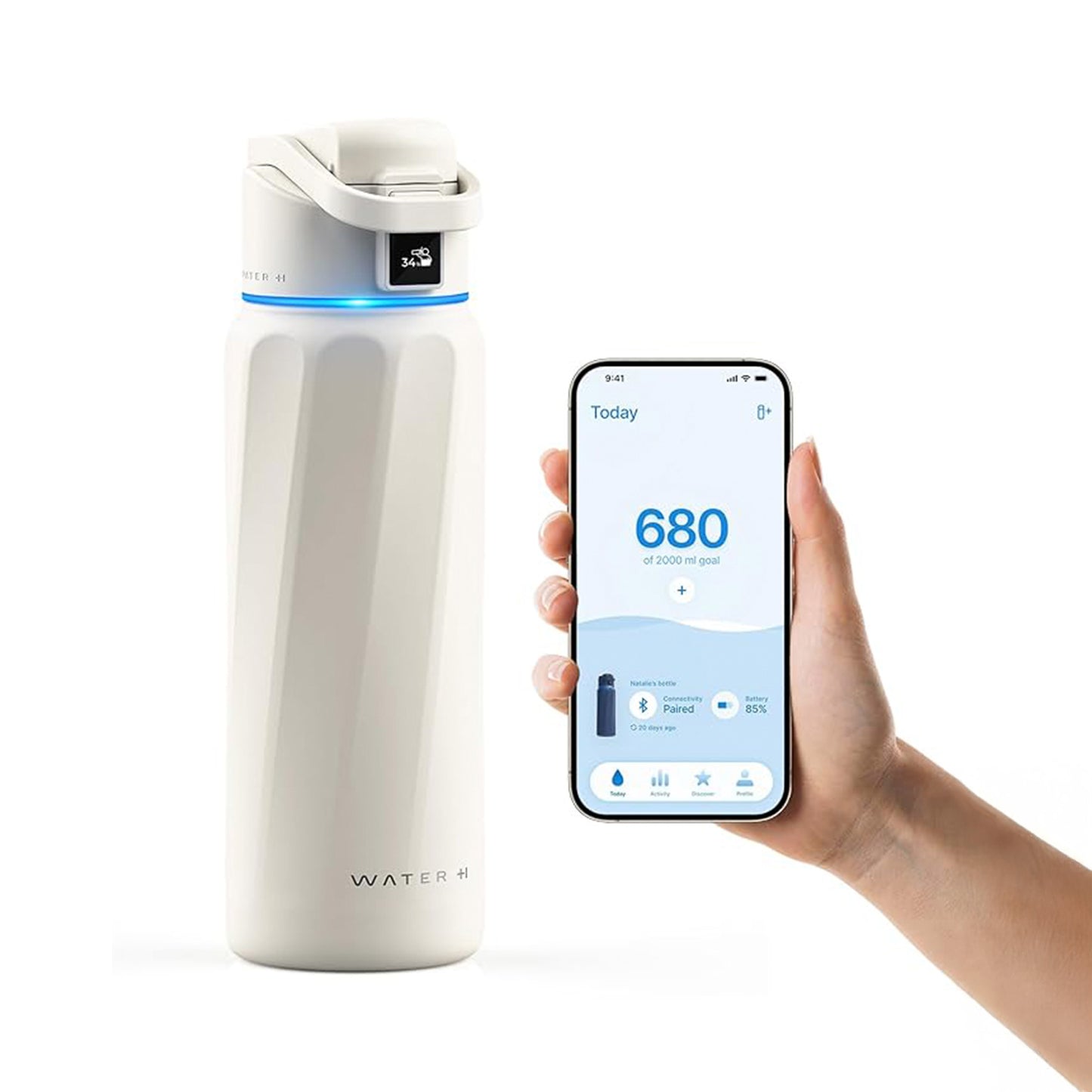 WaterH Smart Water Bottle (White 32oz)