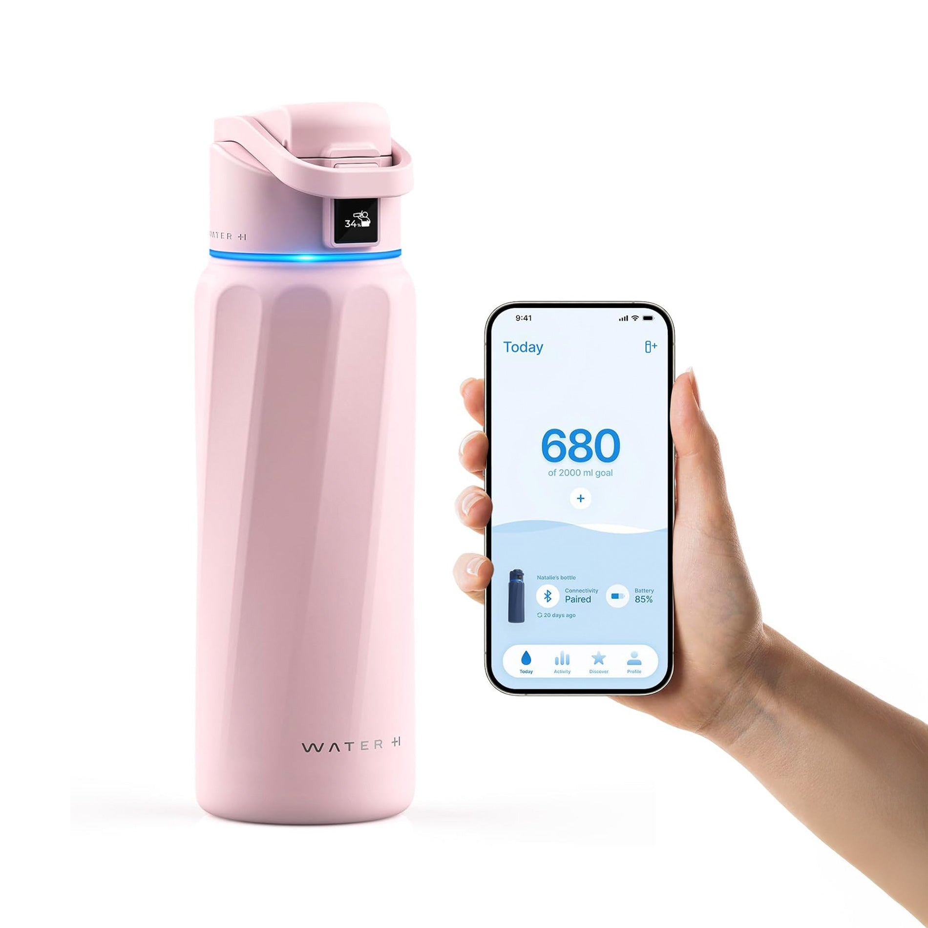 WaterH Smart Water Bottle (Pink 32oz)